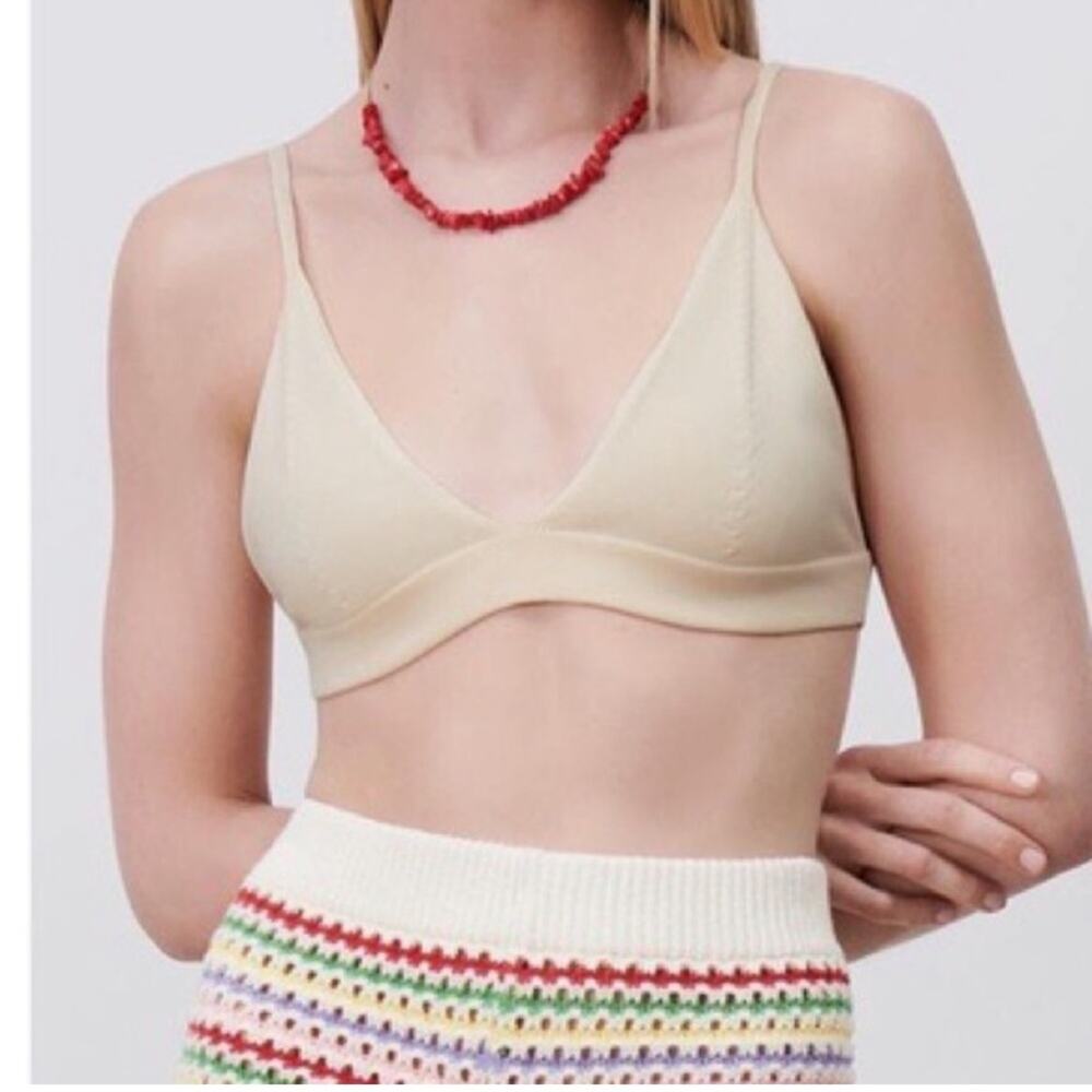 Zara Cream Strappy Knit Bralette Size Large NWOT